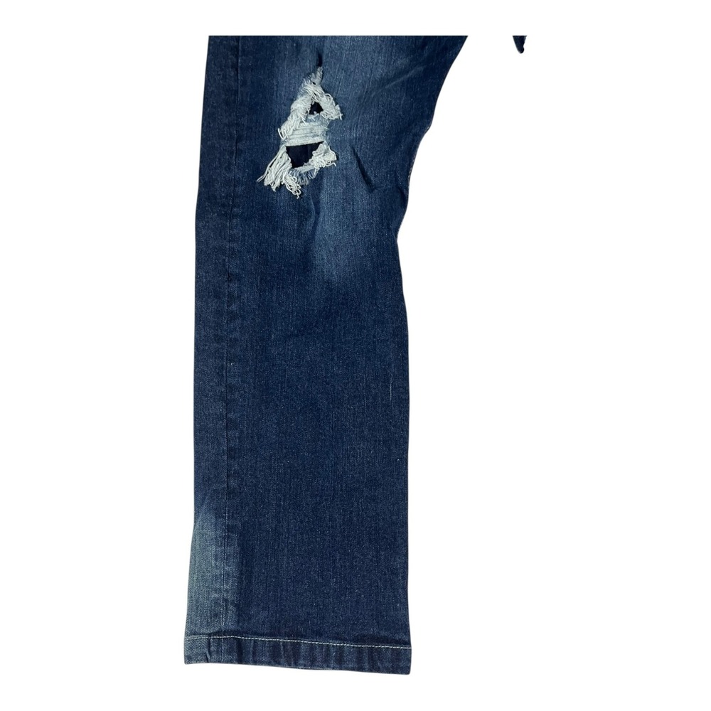Dash Denim Men's Slim Fit Distressed Ripped Dark Wash Jeans Size 46x32 - Picture 3 of 16